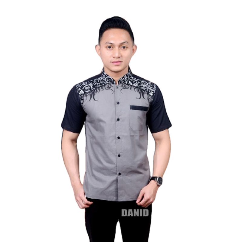 Baju Koko Pria Bordir Lengan Pendek | Koko Bordir Lengan Pendek