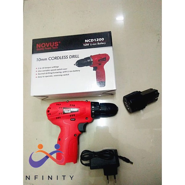 Mesin Bor Baterai Cordless Drill Bor Tangan Baterai NOVUS NCD1200 12V SERBAGUNA INF