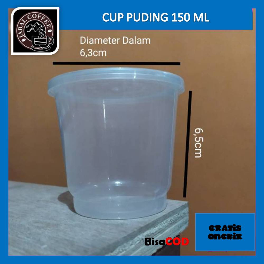 Gelas Pudding Thinwall Cup Pudding 150 Ml + Tutup / Cup Puding 150 Ml Transparan 014