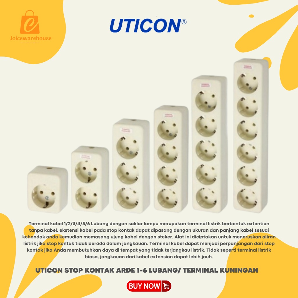 UTICON STOP KONTAK ARDE 1-6 LUBANG/ TERMINAL KUNINGAN/ COLOKAN LISTRIK - 1 LUBANG