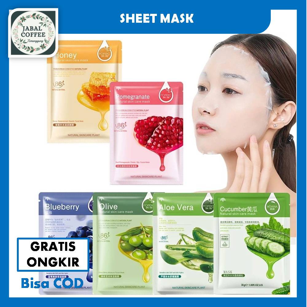 Masker Wajah Rorec / Hchana Natural Skincare Mask / Hchana Sheet Mask Natural J153