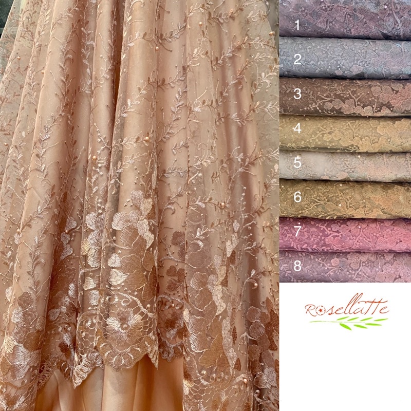 Kain Tile Brokat Mutiara Daun Rambat Allysa