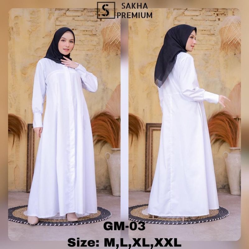 Shaka - GM 003 Baju Gamis Putih Katun Toyobo Kombinasi Renda Gamis Putih Umroh Haji Pesantren Milenial Terlaris