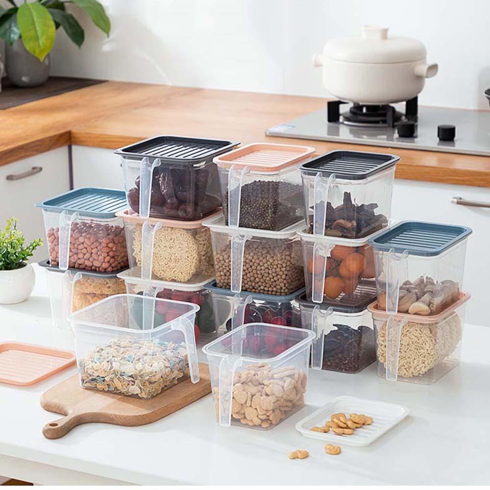 [Elegan] Wadah Penyimpanan Lock Lid Moisture-Proof Transparan Organizer Food Canister Kulkas Sealed Jar