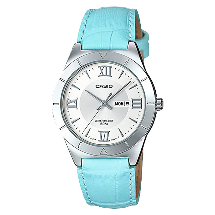 Casio LTP-1410L-7A2VDF - Enticer Ladies - Silver Dial Ion Plated Blue