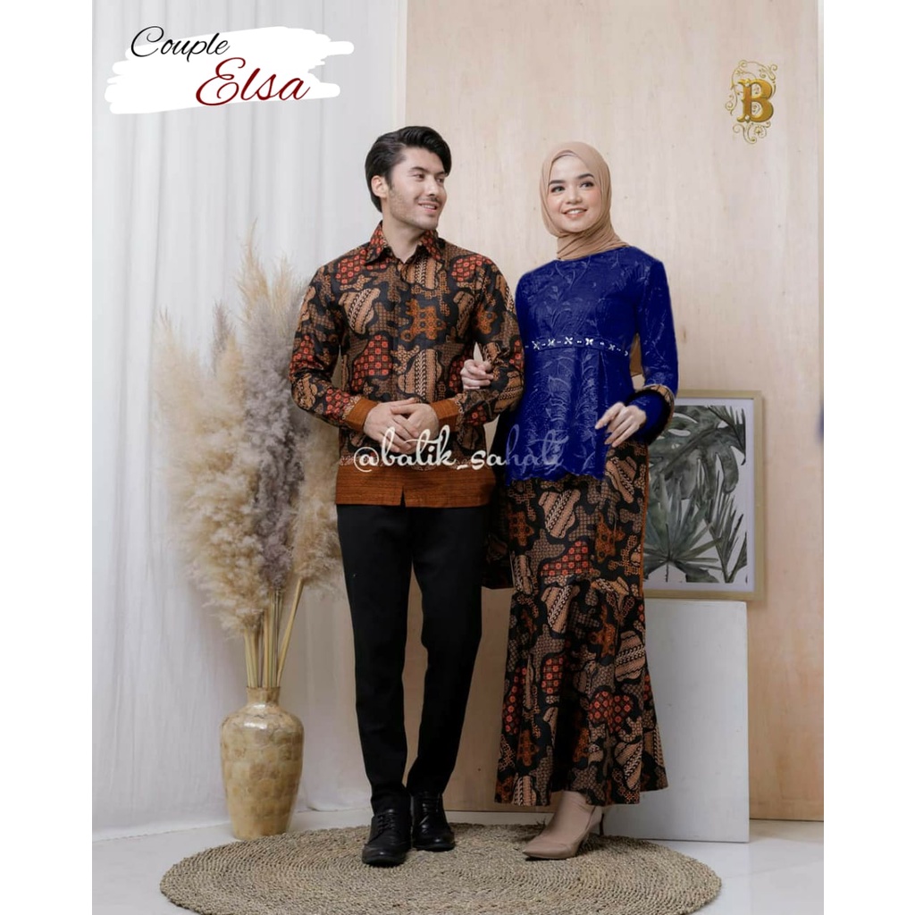 KHANSABATIK [ADA JUMBO] BASEERA BAJU COUPLE BATIK KEMEJA PRIA KEBAYA TERBARU MODERN WANITA BROKAT  Baju Pasangan