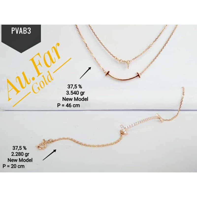 Fashion Aksesoris Wanita Perhiasan Kalung Emas Kadar 375 dan Gelang Emas Kadar 375