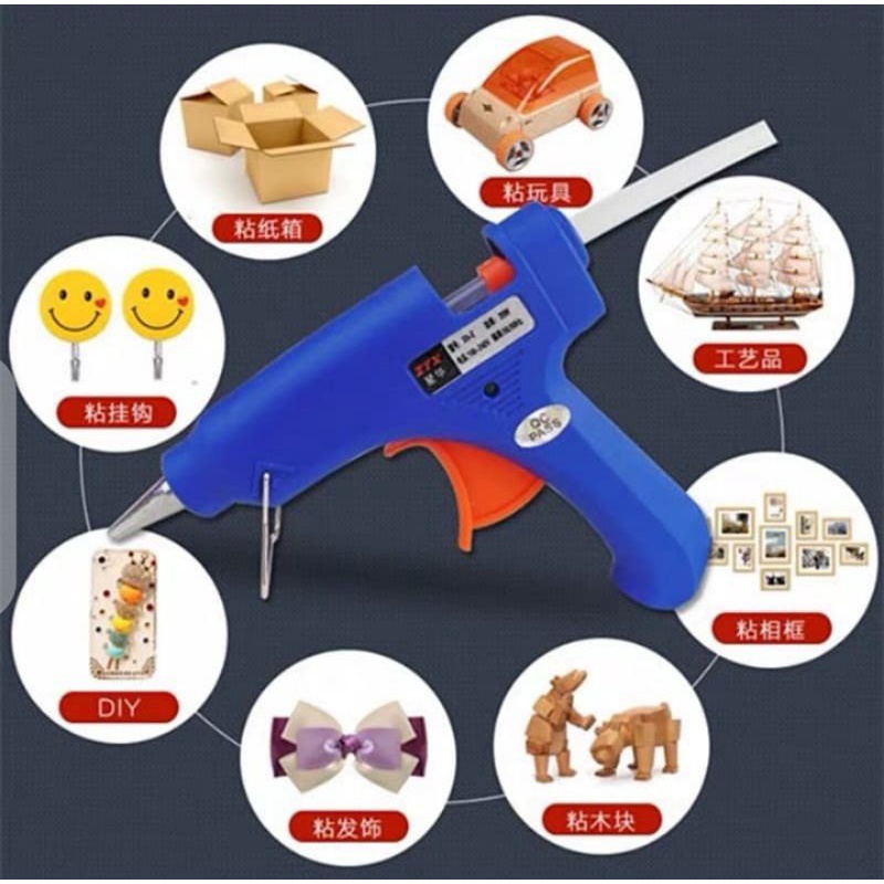 Lem Tembak Glue Gun 20 watt Bonus Lem Bakar 5 pcs Glue Stick 30 Cm