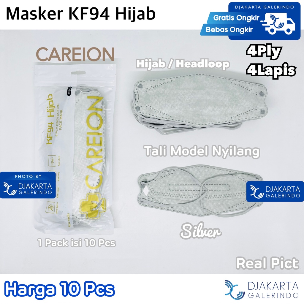 Masker KF94 Hijab / KF94 Headloop 4PLY Korea KPOP isi 10Pcs