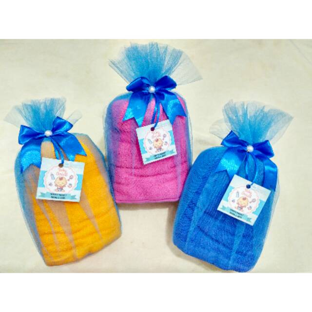 SOUVENIR HANDUK MURAH 50x100 LABEL CUSTOM DESAIN ultah anak unik murah wedding