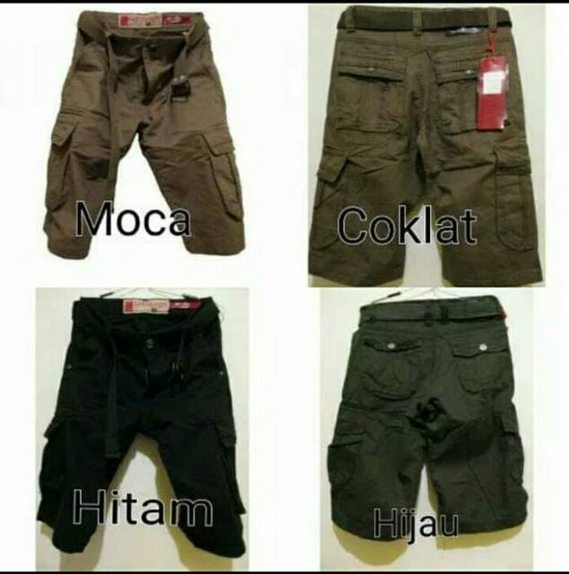 Celana Pendek Cargo Import Polos+Sabuk Gratis
