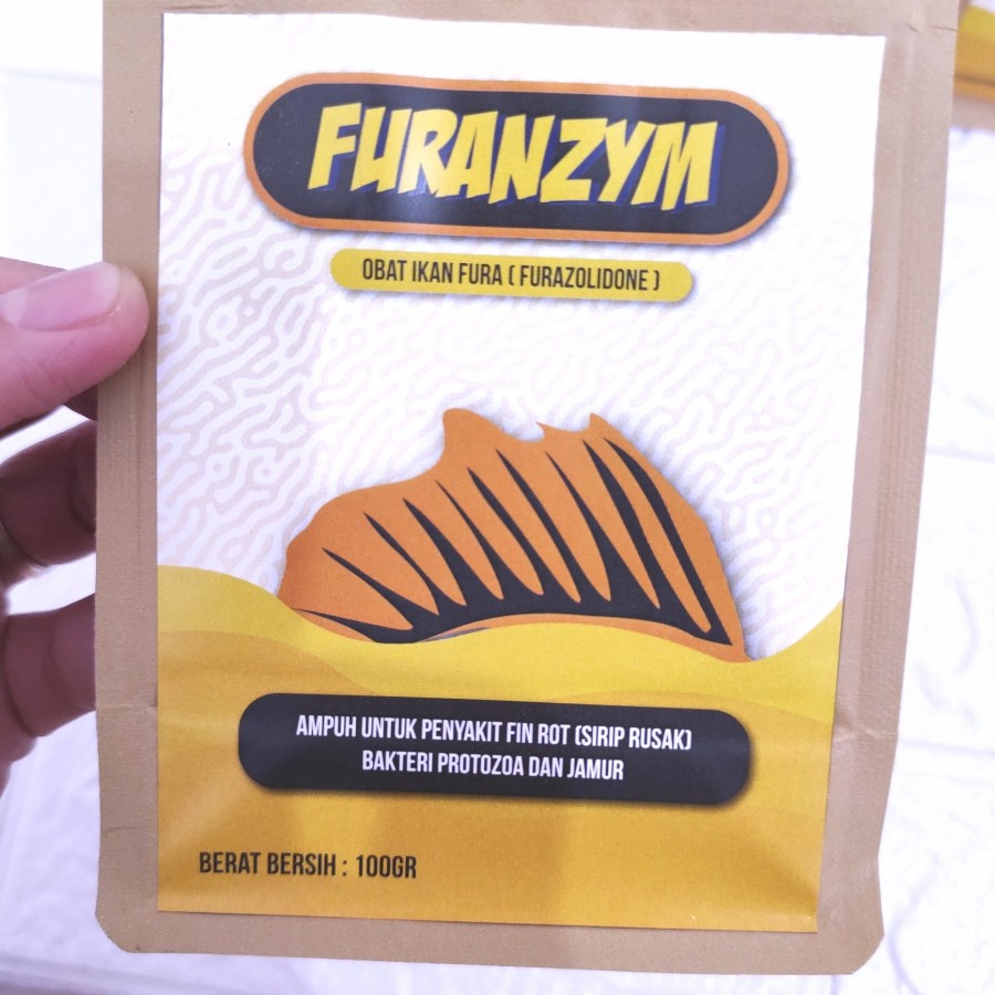 Obat ikan Fura Furazolidone furazolidon merk FURANZYM 100 gram finrot