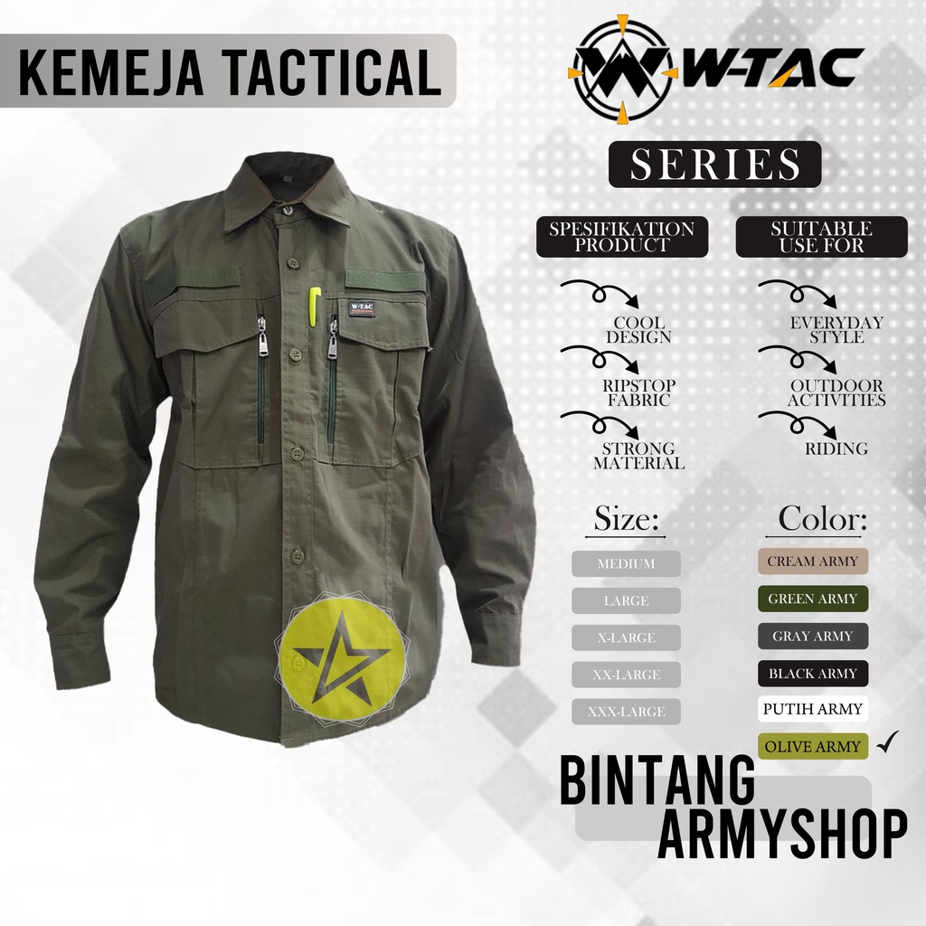 (BEST SELLER) KEMEJA PRIA TACTICAL W-TAC LENGAN PANJANG / BAJU TACTICAL HEM / LAPANGAN PDL / PDH / KEMEJA TAKTIKAL