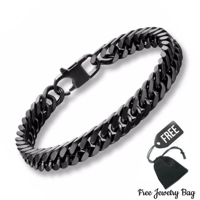 Gelang titanium hitam rantai premium pria cowo - Hitam