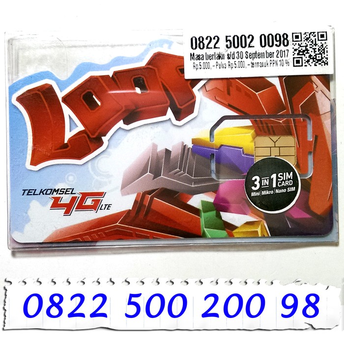 Perdana Nomor Cantik Simpati LOOP 3G Couple 0822 500 200 98