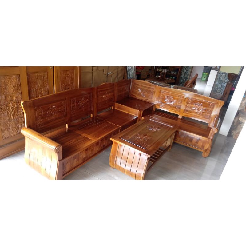 kursi tamu jati - kursi sudut jati - kursi jati - kursi L - toko kayu jati