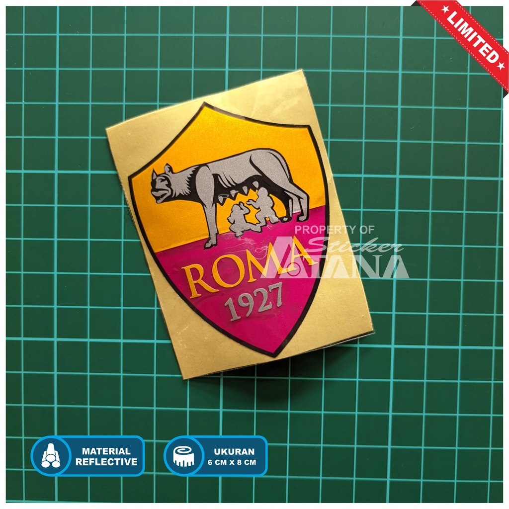 Stiker Bola Logo AS Roma Sticker Cutting Emblem Aksesoris Hp Laptop Kulkas Helm Spakbor Motor Mobil