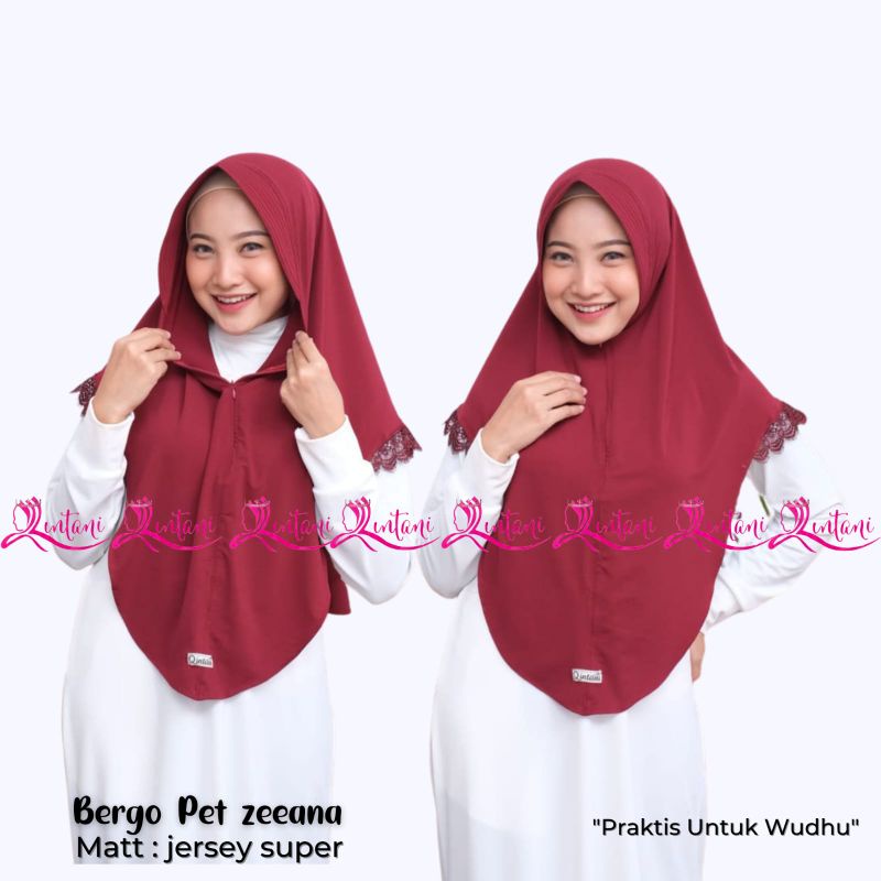 BERGO ZEENA QINTANI HIJAB BERGO ZARA RENDA WAHYU BU SHAFIRA HIJAB INSTAN RENDA BERGO POLOS JERSEY SUPER PREMIUM KERUDUNG ZIPPER-8