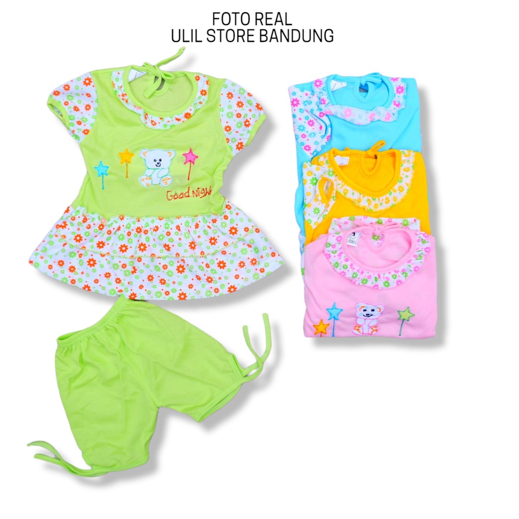 Dress Bayi/ Setelan Baju Bayi Perempuan / Setelan Rok Bayi Usia 3-18 Bulan Variant Motif