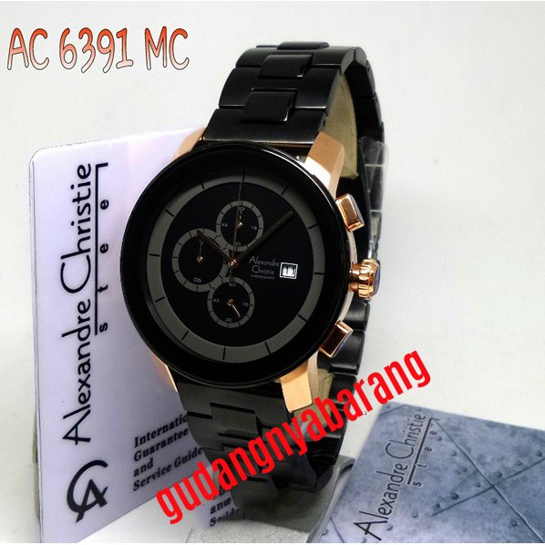 JAM TANGAN PRIA - LAKI - COWOK ALEXANDRE CHRISTIE AC 6391 BLACK HITAM ROSE GOLD ORIGINAL