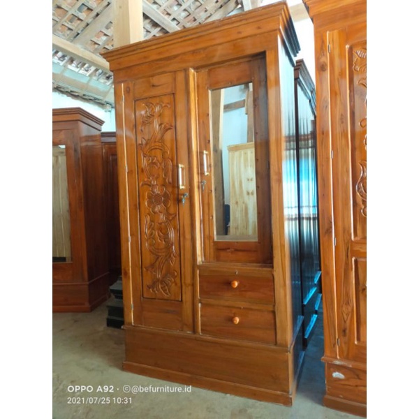 [[PROMO]] lemari pakaian 2 pintu bahan kayu jati