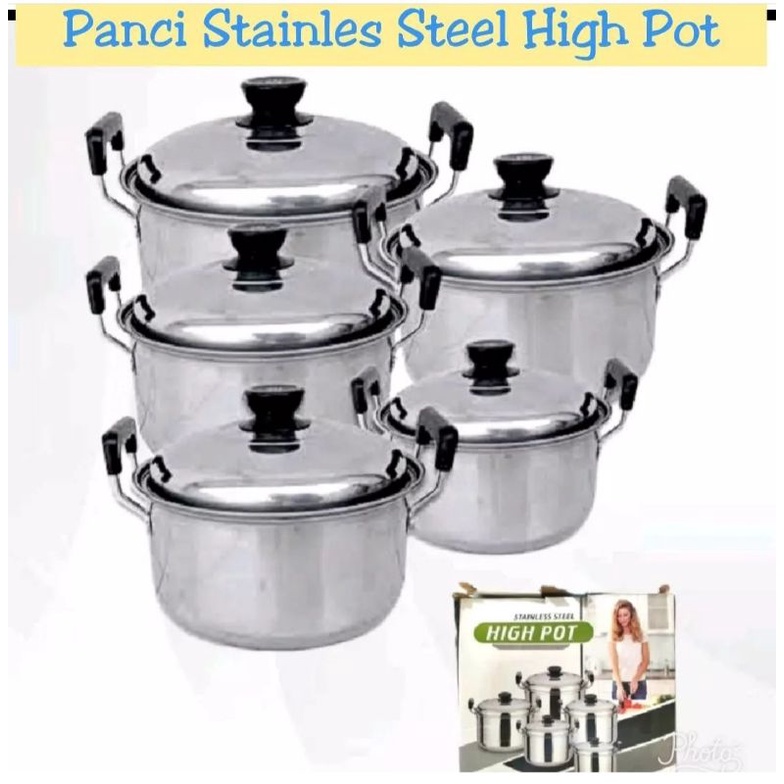 panci stainles steel high pot/panci 1 set isi 5/panci set /panci kingko