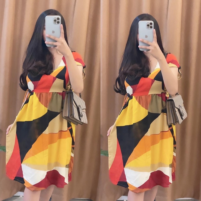 Baju tidur Daster kekinian kimono busui frendly bahan rayon adem-OREN KUNING
