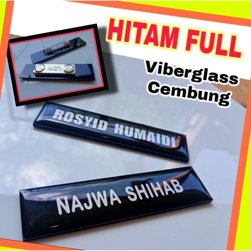 NAME TAG HITAM FULL - RESIN VIBERGLASS - Peniti - Magnet - Name Tag Indoneia - Name Tag Berkualitas - Name Tag Jombang - Name Tag Jawa Timur