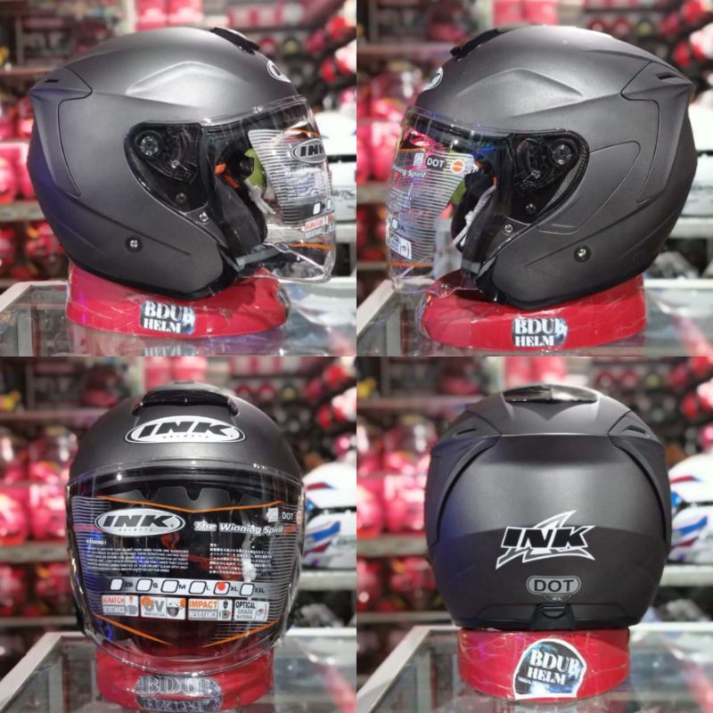 helm ink dynamic solid paket ganteng full-Original grey dopt