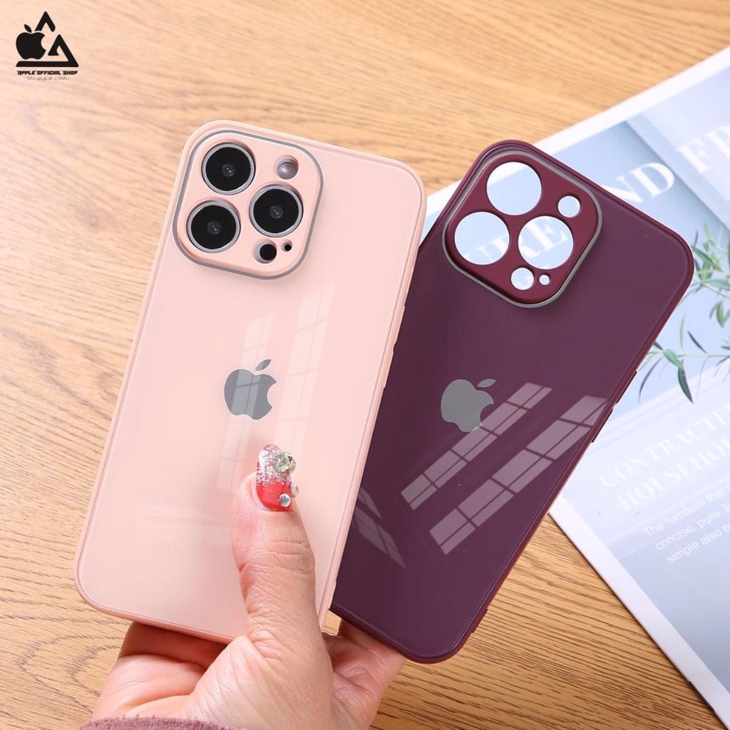 Premium Glass Case iPhone 6 6+ 8 8+ XR X XSMAX 11 11 PRO MAX 12 12 PR0 MAX 13 PRO MAX LOGO candy mewah glass case