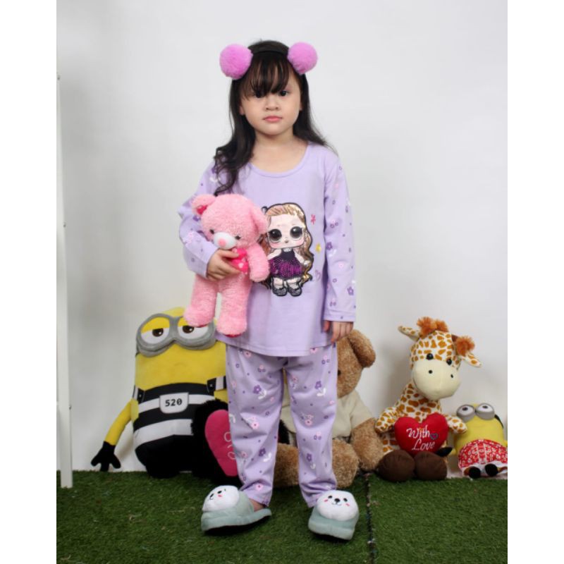 SETELAN BAJU ANAK PEREMPUAN  LENGAN PANJANG 2-7 TAHUN MOTIF CUTE CELANA PANJANG