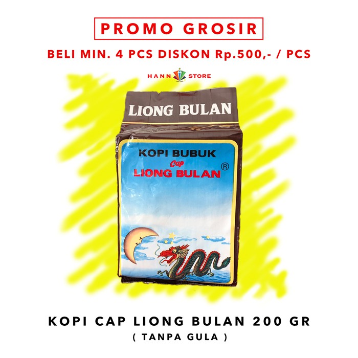 

KOPI BUBUK CAP LIONG BULAN 200 GRAM KOPI HITAM KHAS BOGOR HARUM NIKMAT