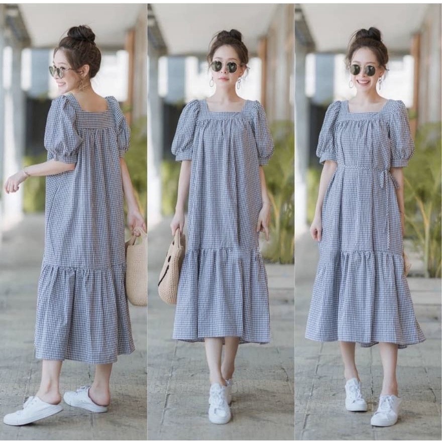 FWG - MAXI DRESS DIAH / LONGDRESS CASUAL / FASHION WANITA / DRESS KOTAK / DRESS / DRESS WANITA