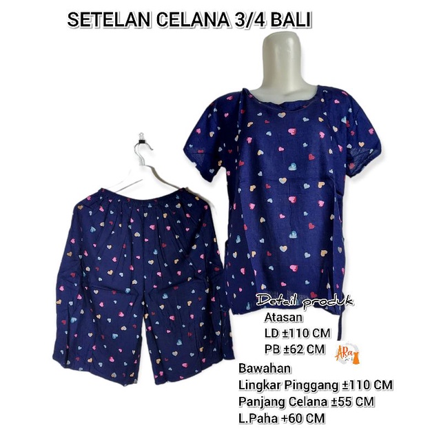 SETELAN CELANA 3/4 BALI/BABBYDOLL TANGGUNG/PIYAMA/BAJU TIDUR