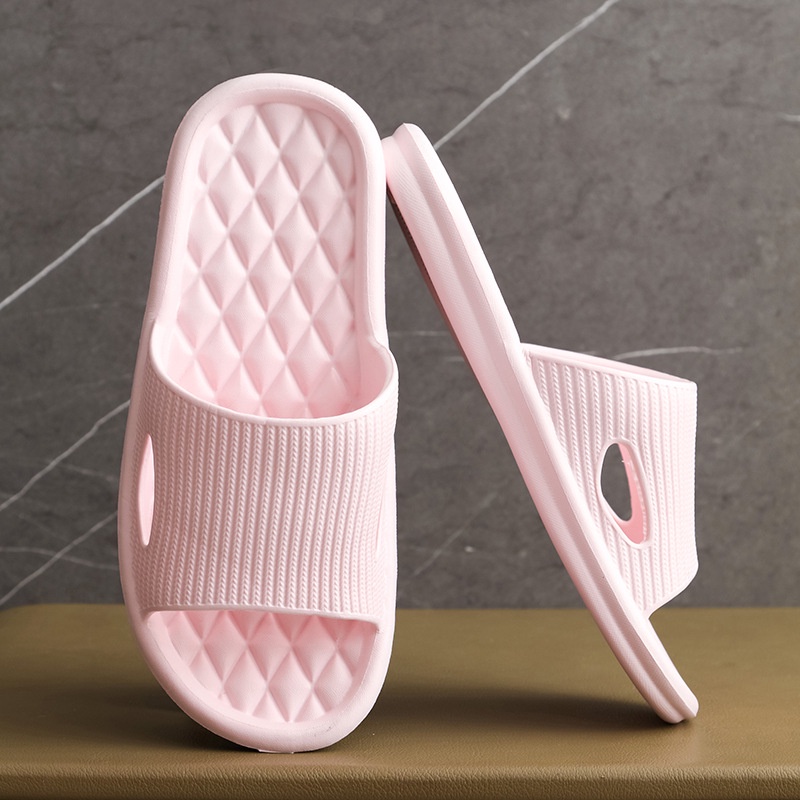 HC Sandal Slop Karet Polos Rumah 6495 Sendal Rumah Berkualitas Model Zigzag Sendal Kamar Mandi EVA Empuk Sendal Karet Couple Garis Home Slipper Anti Slip Wanita Pria Gaya Korea Murah Import-PINK