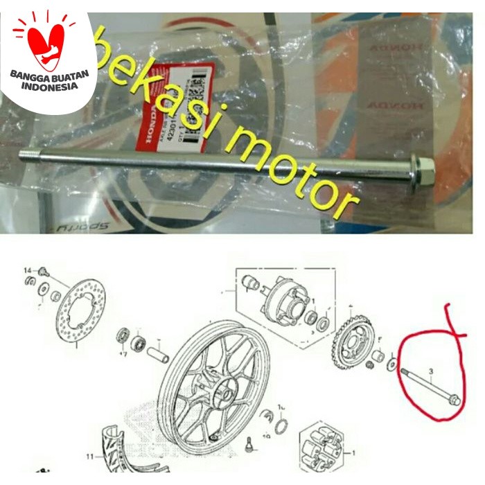 as roda belakang honda sonic 150R supra GTR original