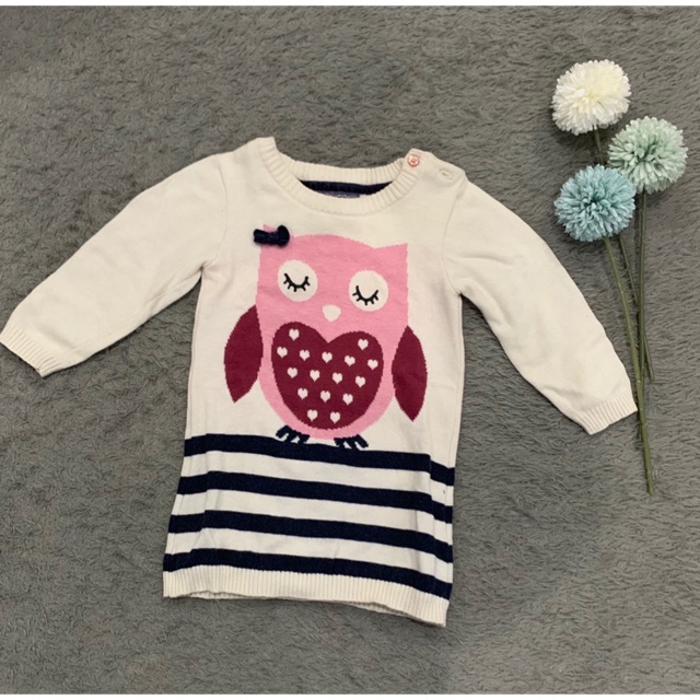 Sweater anak perempuan - bayi cewek - burung hantu - baju putih