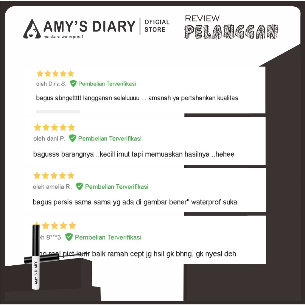 maskara Amy's Diary hitam 3D maskara waterproof pelentik bulu mata anti air Terbaik