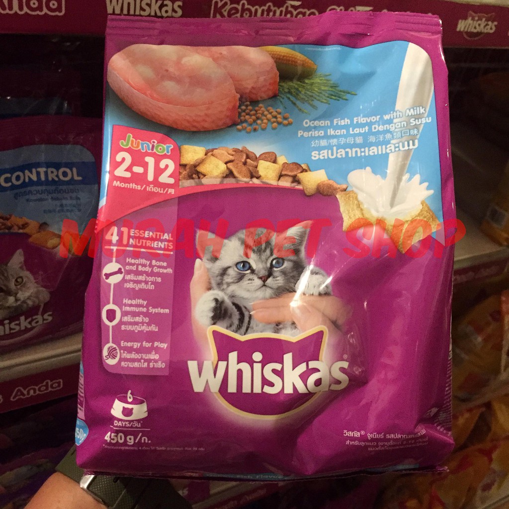Makanan Anak Kucing Whiskas Junior Ocean Fish Flavour 480gr