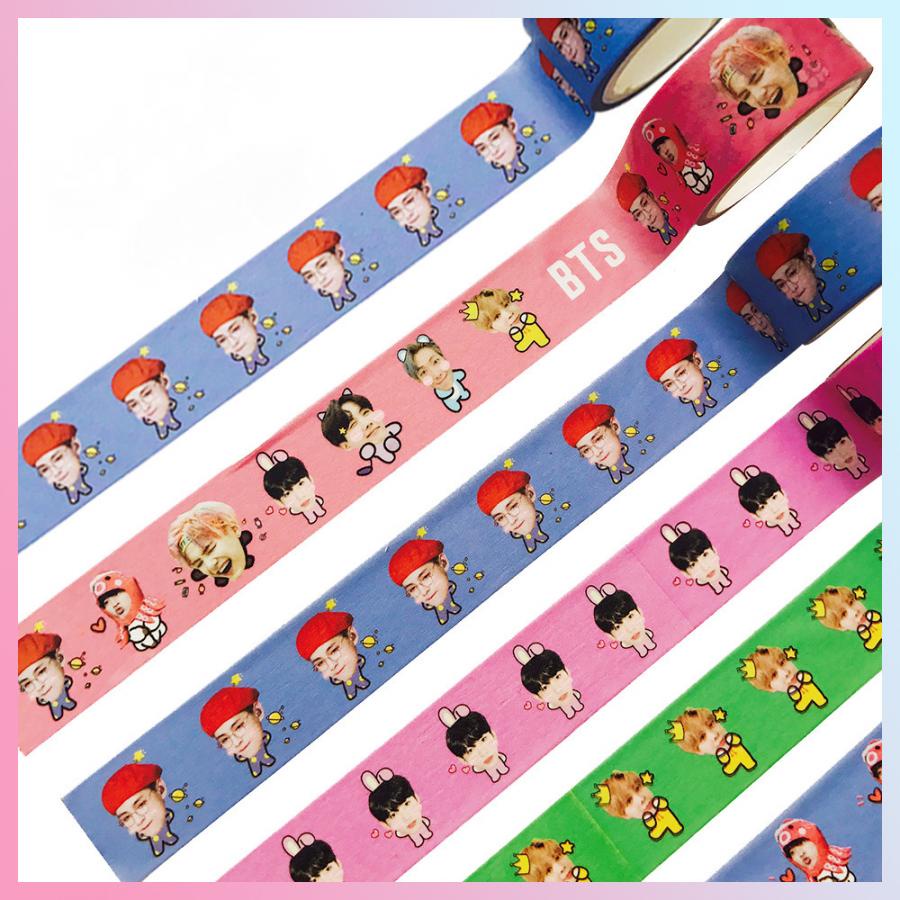 Stiker Washi Tape Motif Kartun Kpop BTS Untuk Stationery