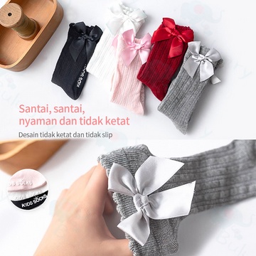 IMPORT!! BULUARY KAOS KAKI BAYI PANJANG DAN PITA KAOS KAKI ANAK ANAK PEREMPUAN ANTI SLIP KAOS KAKI BAYI PEREMPUAN / KAOS KAKI PITA ANAK BAYI CANTIK