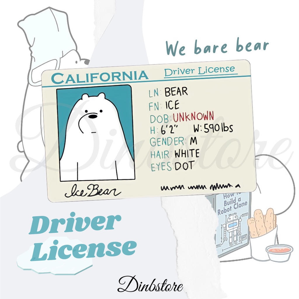 Jual WE BARE BEAR DRIVER LICENSE DINBSTORE SKIN CARD / SKIN ATM