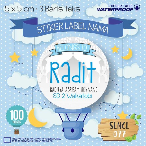 

Jual SLNCL-077 stiker nama label anak murah sekolah waterproof custom Murah