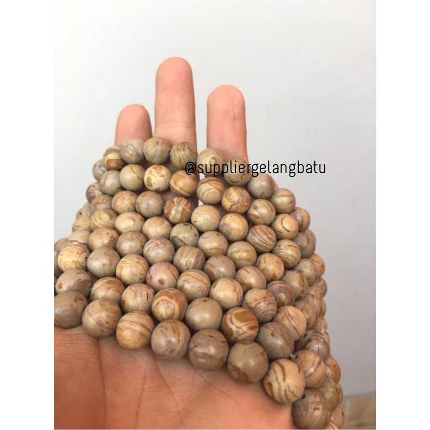 bahan yellow jasper kuning 10mm kaokah natural renceng asli batu alam aksesoris fashion pria wanita