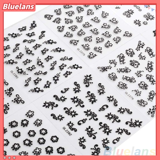 Bluelans 30 Lembar Stiker Nail Art Motif Bunga Campur Untuk Manicure DIY