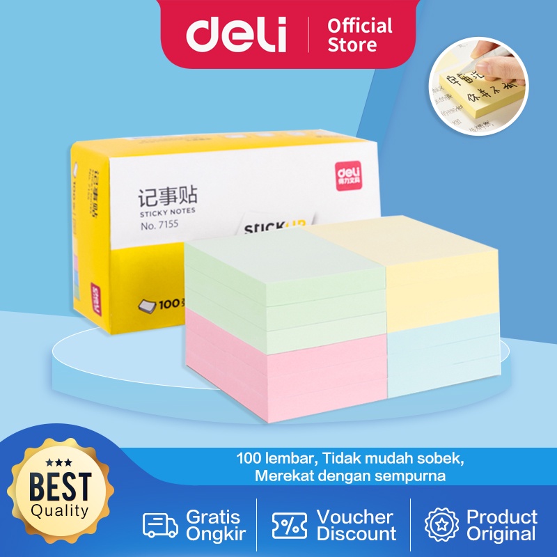 Jual Deli Sticky Notes Memo Tempel Kertas Penanda Lembar Colorful X Shopee Indonesia