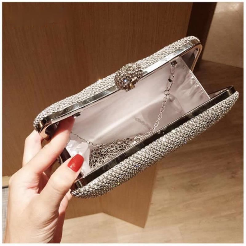 Tas Clutch Malam Tas Malam Bertatahkan Berlian dengan Tas Bahu Rantai Dompet Tas Tangan Wanita Tas Malam untuk Pernikahan