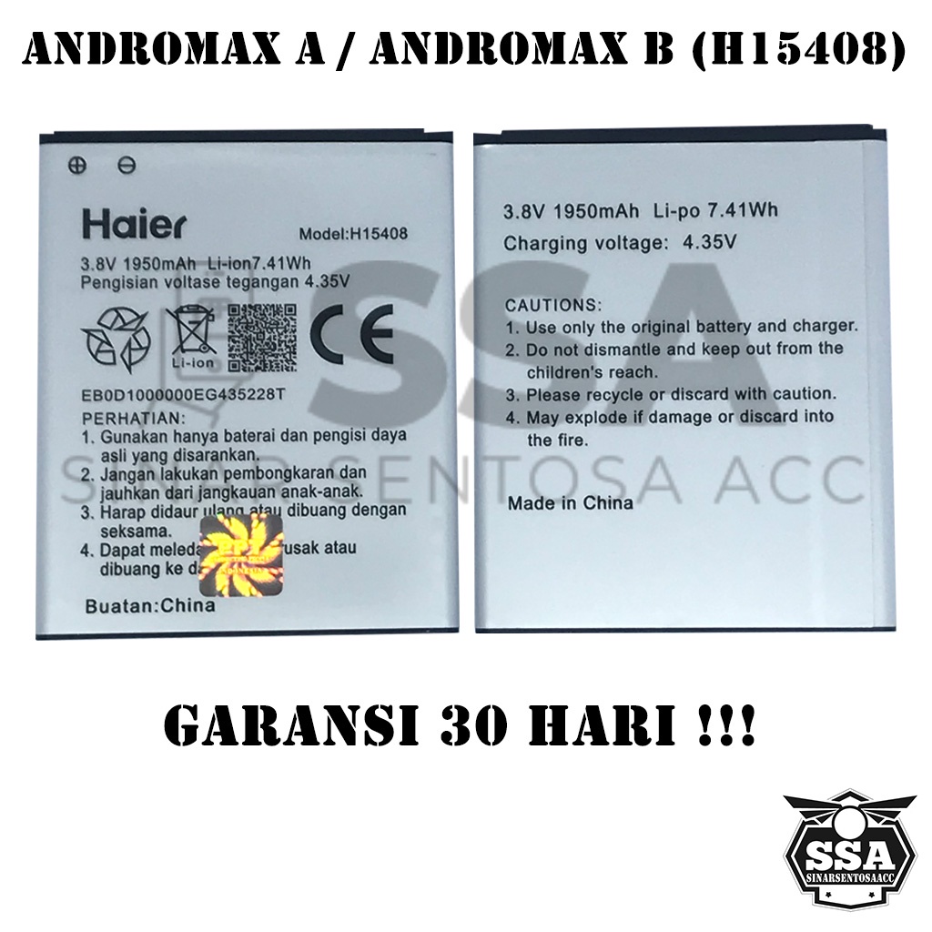 Baterai Original Smartfren Andromax A H15408 Andromax B A26C2H A16C3H Batre Batrai Batrei Battery Ori HP Batu Batere Garansi Murah Awet