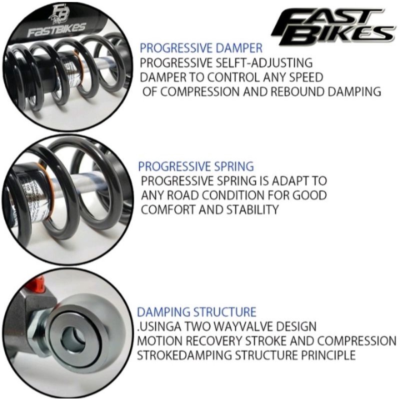 Shockbreaker Belakang Tabung Atas Fastbikes Copy Showa ukuran 280mm/340mm semua motor bebek