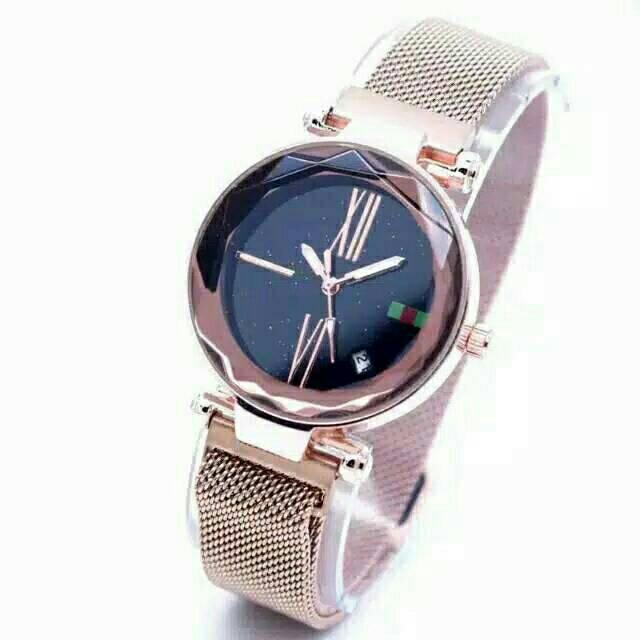 Jam Tangan ROMAWI Magnet Jam Tangan Wanita Tanggal Aktif Ready 4 Warna GU123